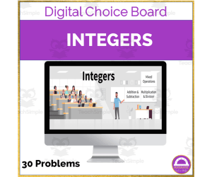 8th Grade Digital Choice Board N°1 | Integers