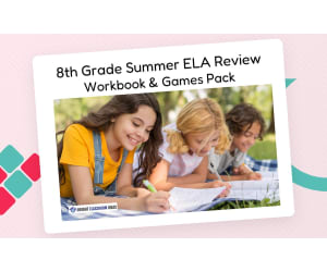 8th Grade Summer ELA Review Workbook & Games Pack