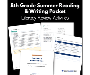 8th Grade Summer Reading & Writing Packet | Literacy Review Activities