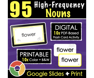 95 High-Frequency Sight Words NOUNS | PDF and Printable Flash Cards