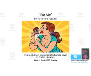 A Level Poetry Lesson: ‘Eat Me’ by Patience Agbabi