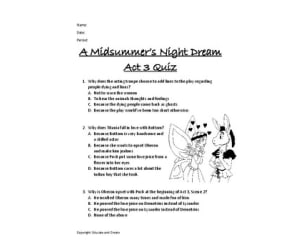 A Midsummer Night's Dream Act 3 Quiz
