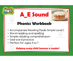 A_E: Phonics Workbook Reading Made Simple