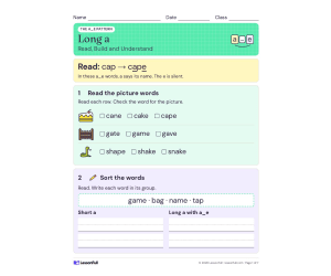 A_E Phonics Worksheets: 5 FREE!