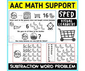 AAC Math Visual Support Subtraction Word Problem 1