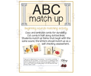 ABC Match Up | Beginning Sounds Matching Activity