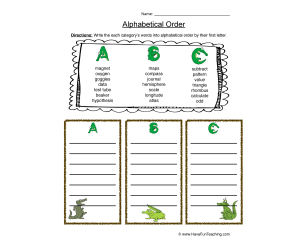 ABC Order Worksheet