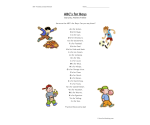 ABCs for Boys Reading Comprehension Worksheet