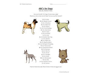 ABCs for Dogs Reading Comprehension Worksheet