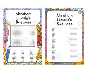 Abraham Lincoln's Business word search & scramble