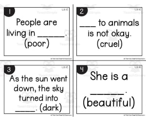 Abstract Nouns Task Cards
