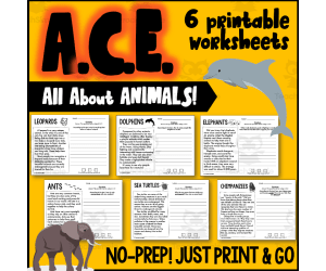 A.C.E Printable Worksheets - All About Animals
