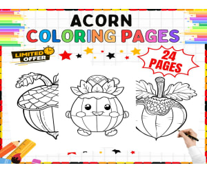 Acorn Coloring Pages for Kids - 20 Autumn Coloring Sheets