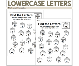 Acorn Find a Letter Alphabet Worksheets for Lowercase Letters