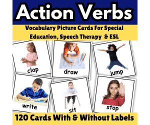 Action Verbs Pictures Vocabulary ESL Activity cards