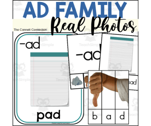 AD Word Family Activities with Real Photographs