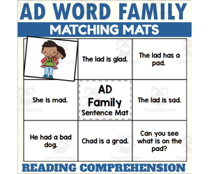 AD Word Family Sentence Reading Comprehension Matching Mat