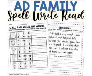 AD Word Family Worksheets - Read Write and Spell