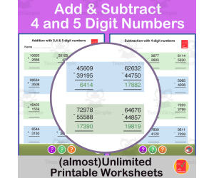 Add & subtract 4 & 5-digit whole numbers with or without regrouping
