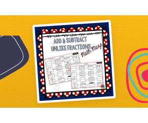 Add & Subtract Unlike Fractions Math Maze