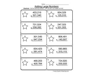 Add Hundred Thousands No Regrouping Worksheet