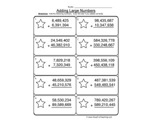 Add Millions Regrouping Worksheet