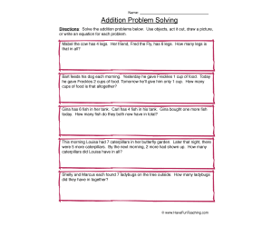 Addends to 9 Problem Solving Worksheet