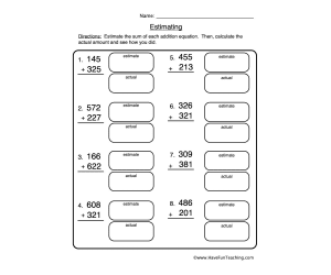Adding and Estimation Worksheet