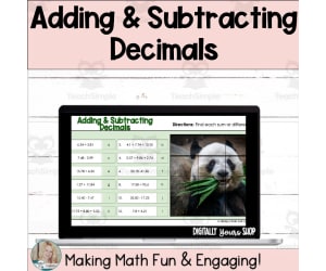 Adding and Subtracting Decimals Digital Self-Checking Activity
