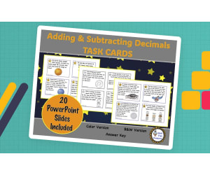 Adding & Subtracting Decimals Task Cards AND PowerPoint Slides