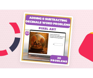Adding and Subtracting Decimals Word Problems Digital Pixel Art