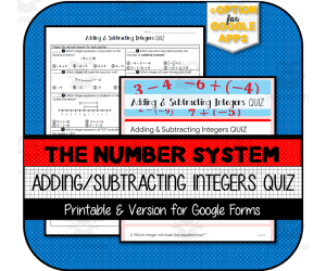 Adding & Subtracting Integers QUIZ