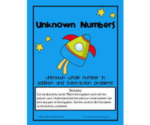 Adding and Subtracting Unknown Numbers Activity