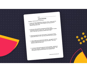 Adding Decimals Word Problems – Practice Worksheet
