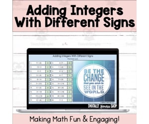Adding Integers With Different Signs Self-Checking Activity