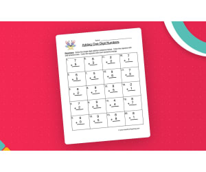 Adding One Digit Numbers Worksheet