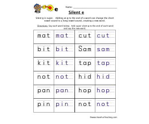 Adding Silent E Worksheet