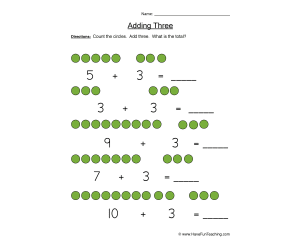 Adding Three Counting On Worksheet
