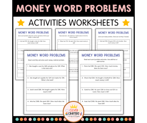 Addition and Subtraction Money Word Problems Math Worksheets