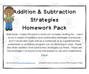 Addition and Subtraction Strategies Homework Packet