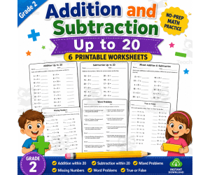 addition and subtraction up to 20 worksheets for grade 2