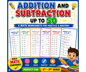 addition and subtraction up to 50 worksheets with answers