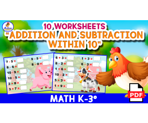 ADDITION AND SUBTRACTION WITHIN 10 - Ten Worksheets - FARM Theme