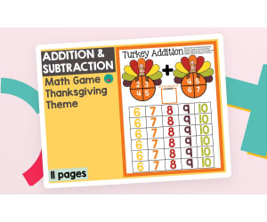 Addition and Subtraction Within 10 Thanksgiving Math Game