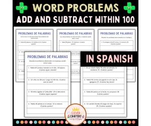 Addition and Subtraction Word Problems Within 100 Worksheet in Spanish