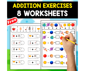 ADDITION EXERCISES WITH IMAGES | 8 FREE WORKSHEETS