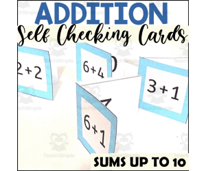 Addition Facts Self Checking Flash Cards for Sums up to 10