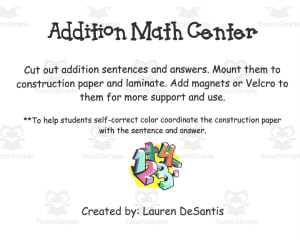 Addition Math Center