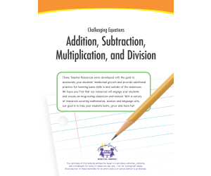 Addition, Subtraction, Multiplication, and Division Printable Workbook
