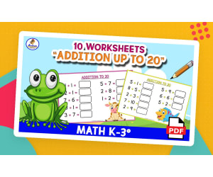 ADDITION UP TO 20 - 10 Worksheets - ANIMAL THEME